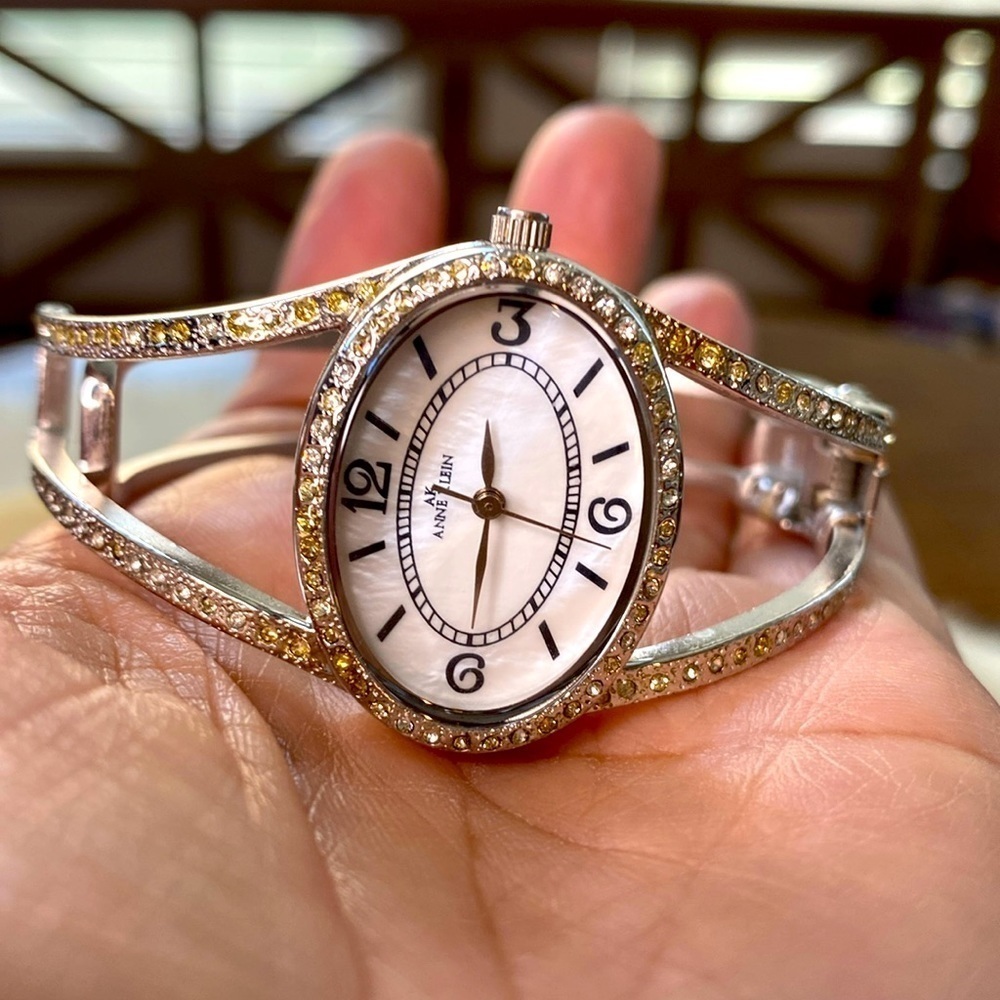 Anne Klein Stainless Steel Back Japan Movement Bracelet watch Mother of Pearl